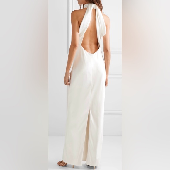 Brandon Maxwell open-back silk charmeuse halter neck gown. - Picture 2 of 9